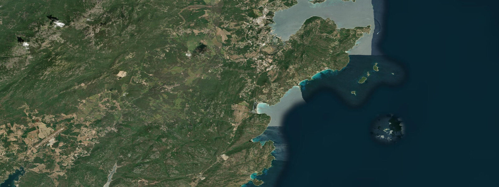 Satellite view of the coast near Porto-Vecchio