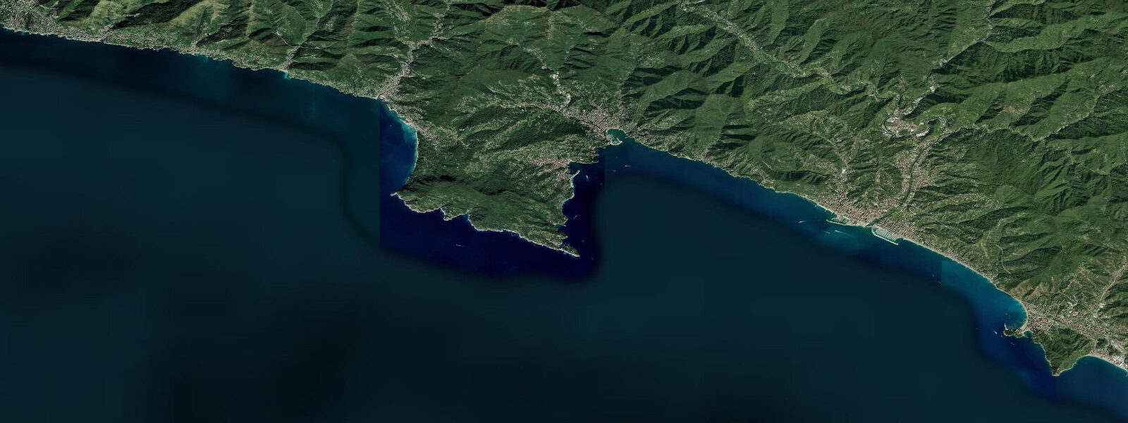 Satellite view of the coast near Portofino