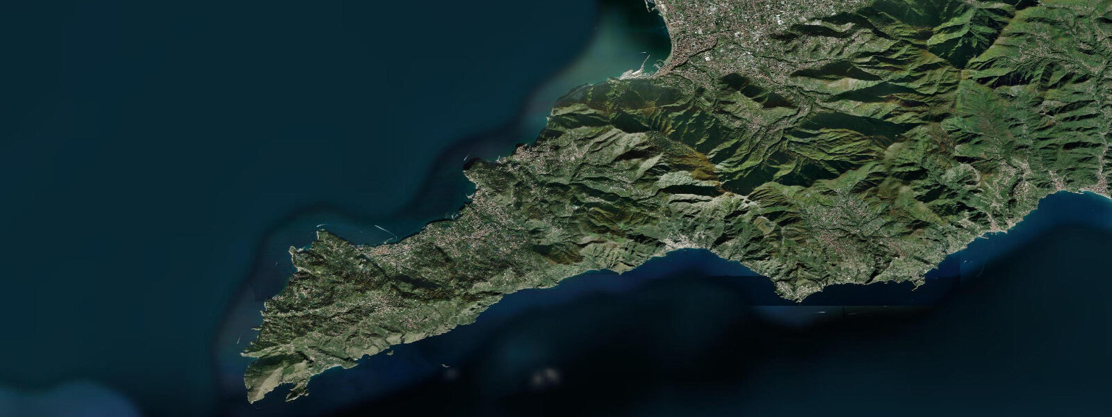 Satellite view of the coast near Positano