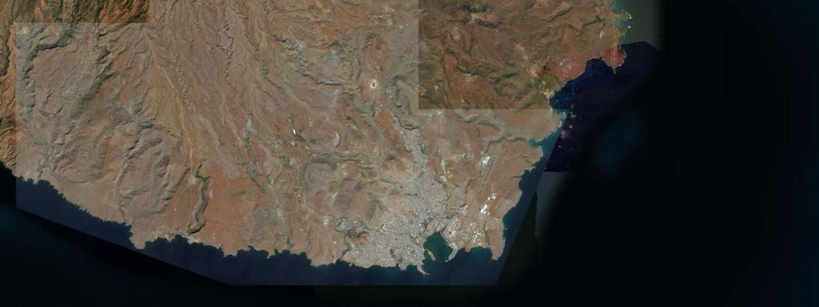 Satellite view of the coast near Praia