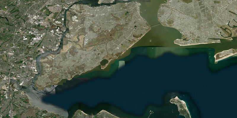 Satellite view of the coast near Princes Bay