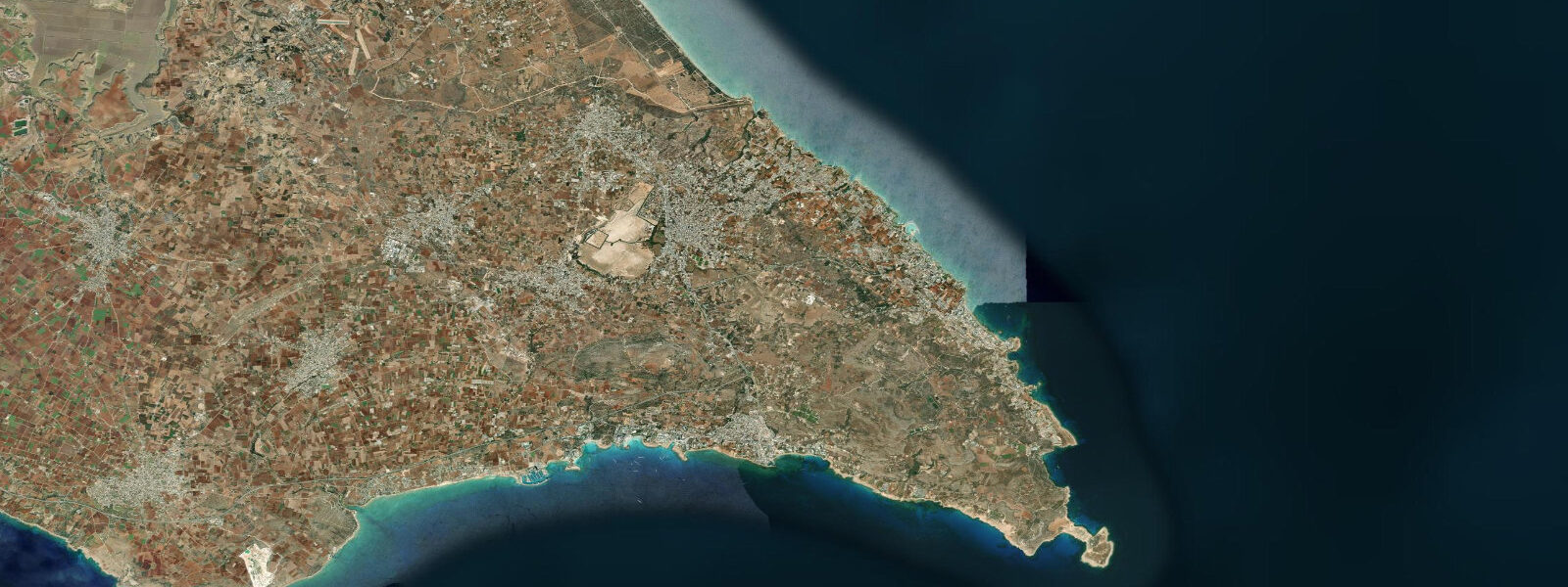 Satellite view of the coast near Protaras