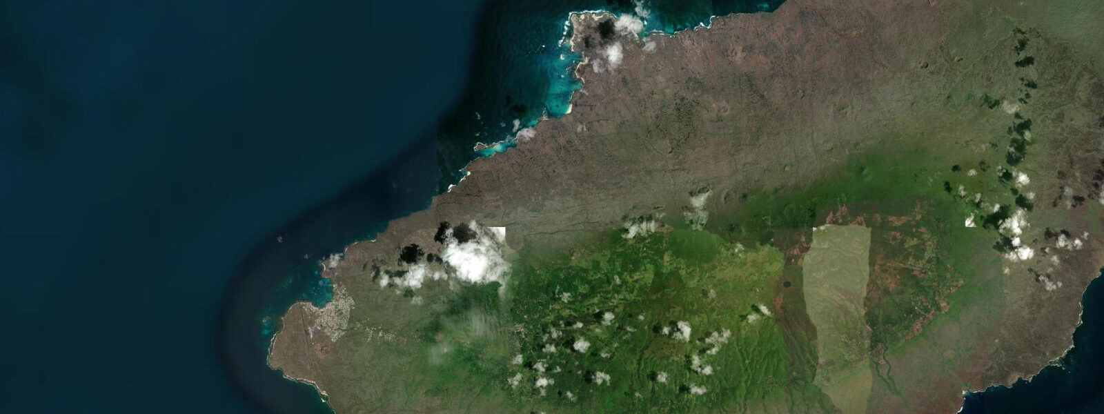 Satellite view of the coast near Puerto Baquerizo Moreno