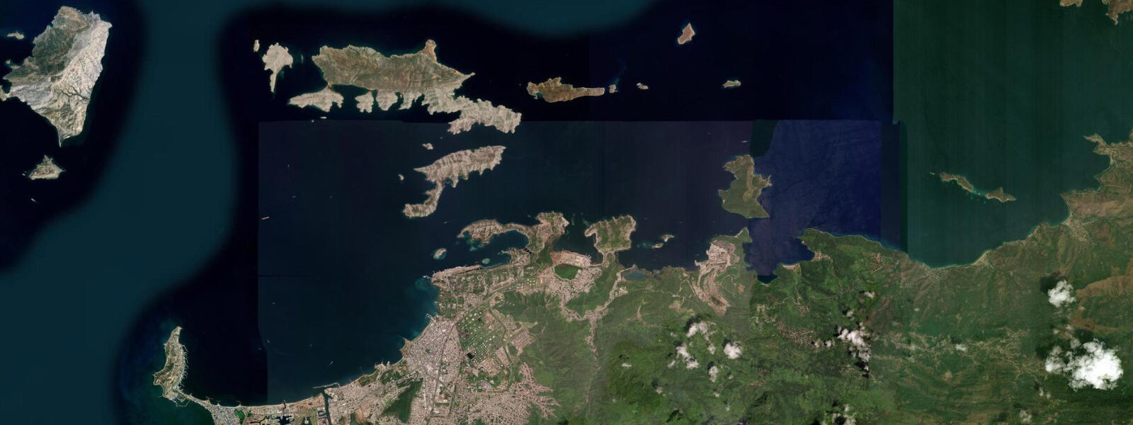 Satellite view of the coast near Puerto La Cruz