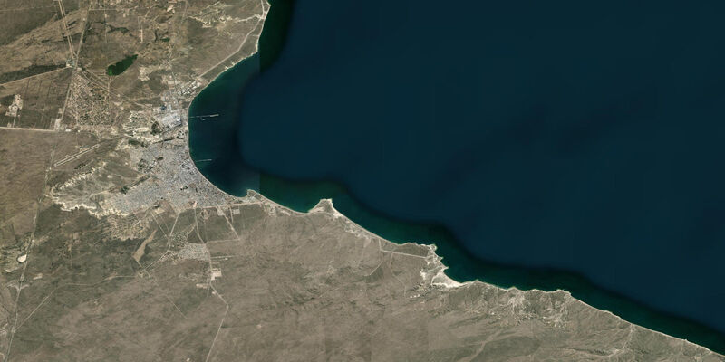 Satellite view of the coast near Puerto Madryn