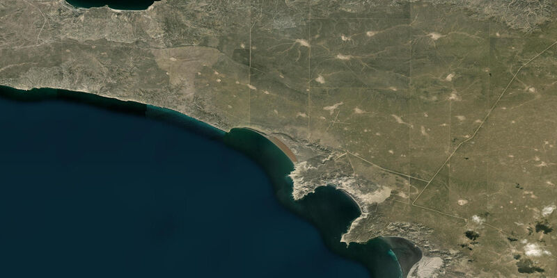 Satellite view of the coast near Puerto Pirámides