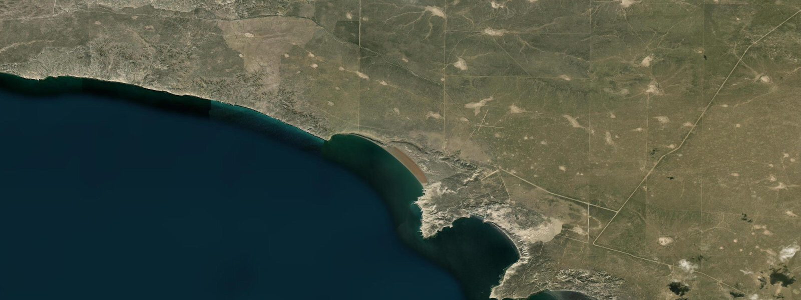 Satellite view of the coast near Puerto Pirámides