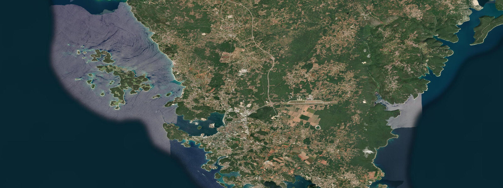 Satellite view of the coast near Pula, Istria