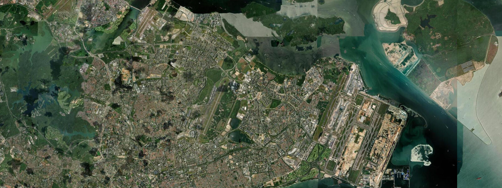 Satellite view of the coast near Pulau Ubin, Singapore