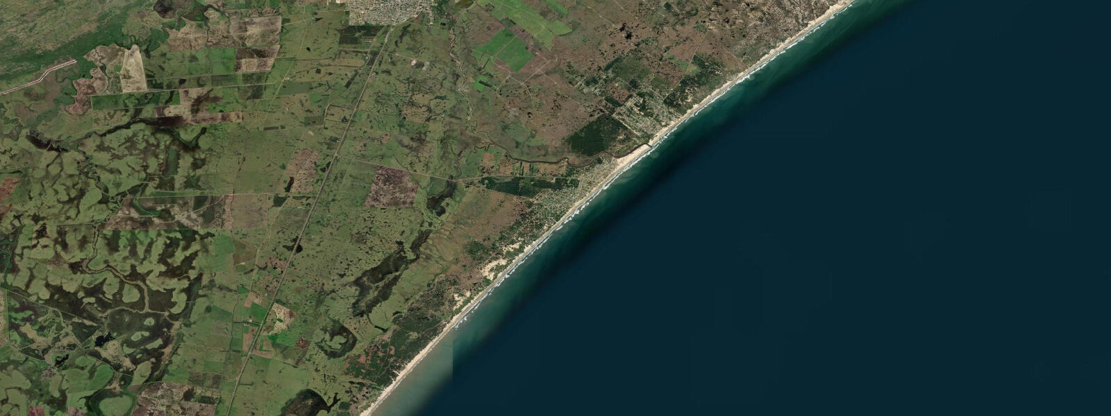 Satellite view of the coast near Punta del Diablo