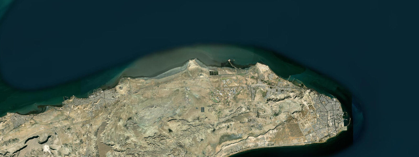 Satellite view of the coast near Qeshm Island