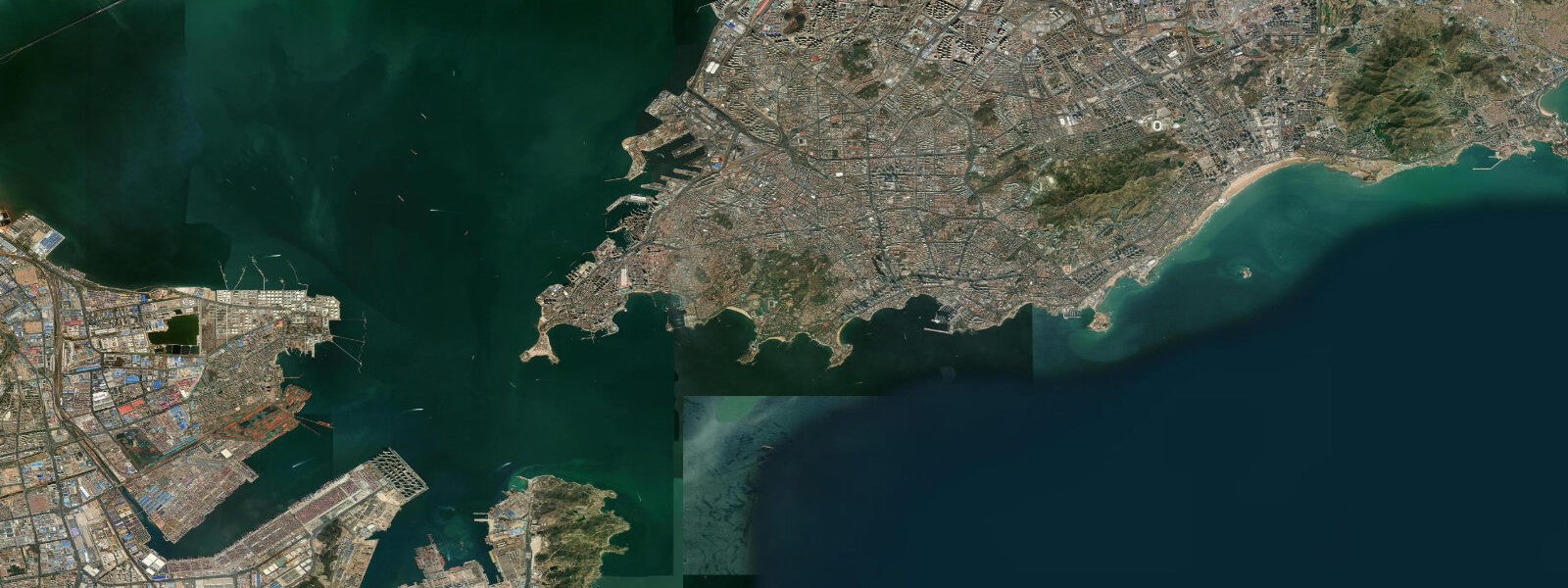 Satellite view of the coast near Qingdao