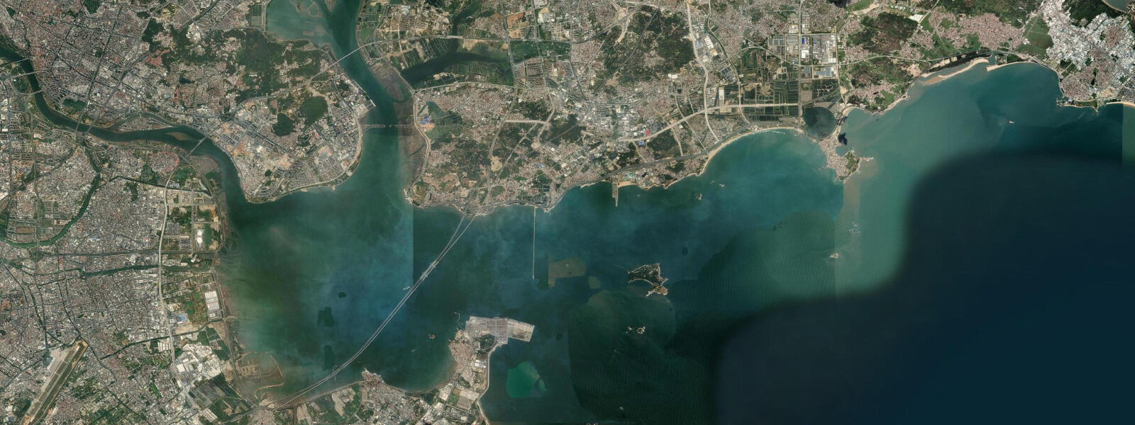 Satellite view of the coast near Quanzhou