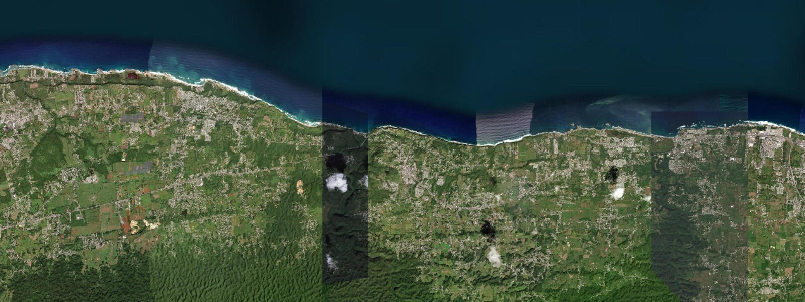 Satellite view of the coast near Quebradillas, Puerto Rico