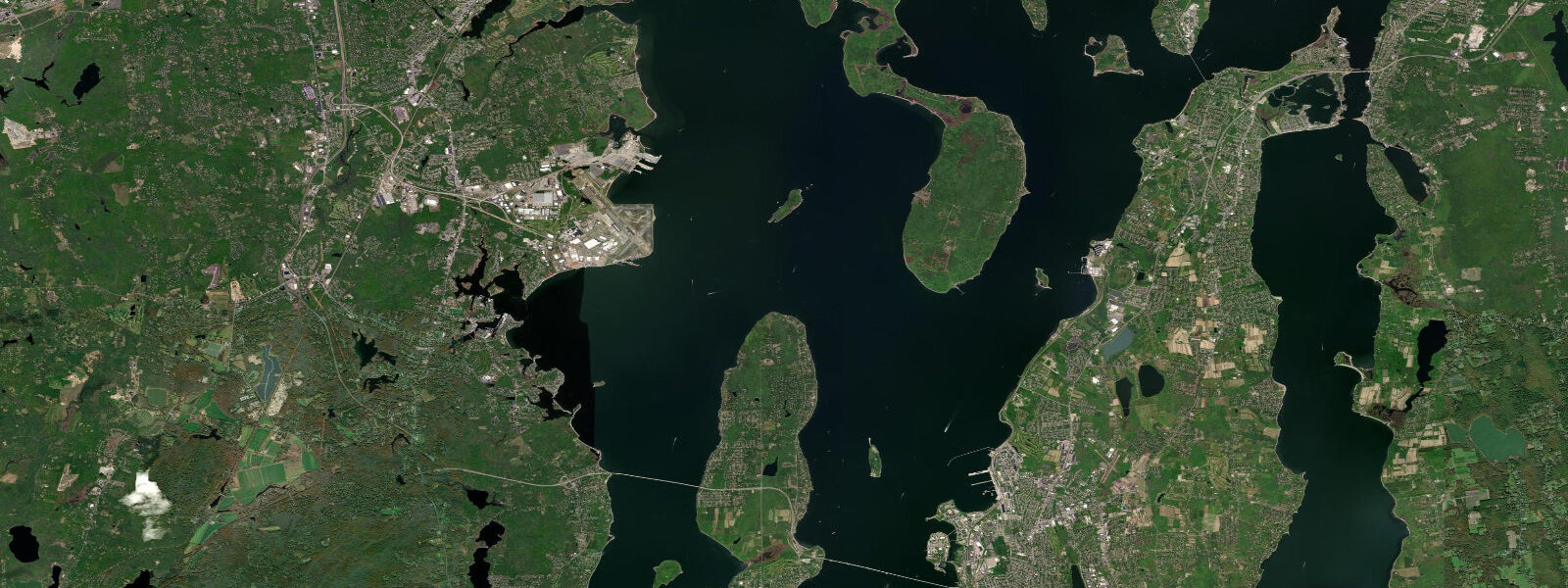 Satellite view of the coast near Quonset Point