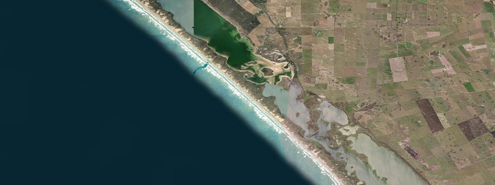 Satellite view of the coast near Rabbit Island