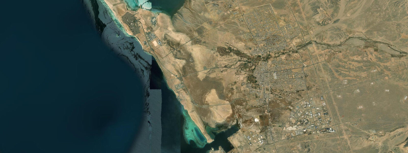 Satellite view of the coast near Rabigh, Makkah Region