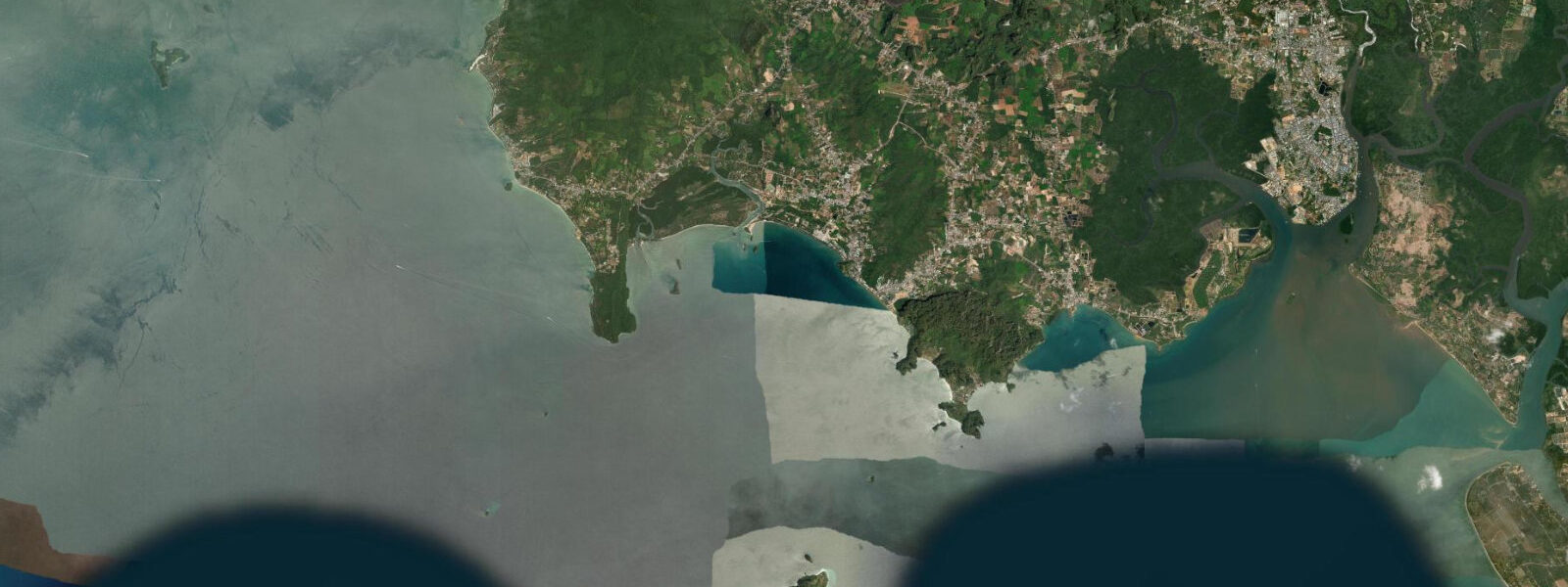 Satellite view of the coast near Railay Beach