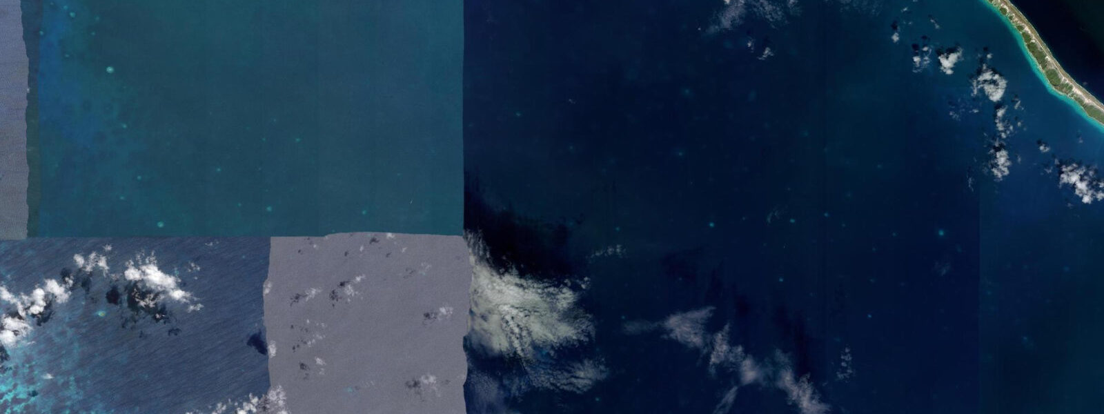 Satellite view of the coast near Rangiroa, French Polynesia