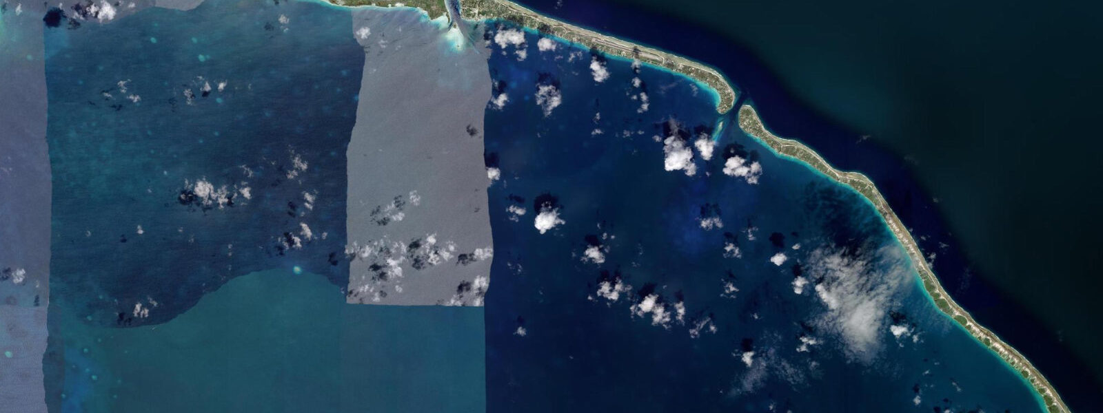 Satellite view of the coast near Rangiroa