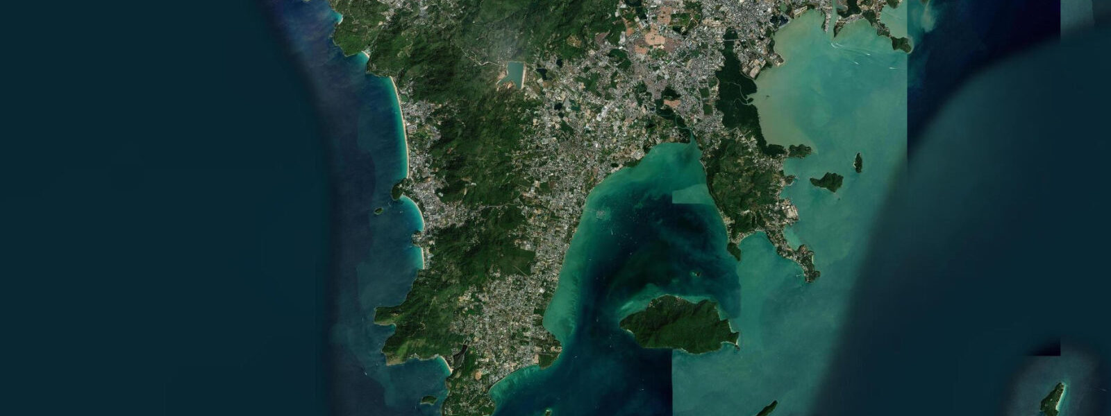 Satellite view of the coast near Rawai Beach, Phuket