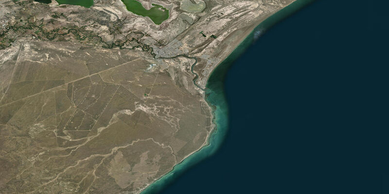 Satellite view of the coast near Rawson