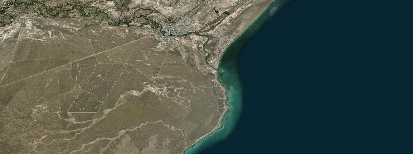 Satellite view of the coast near Rawson