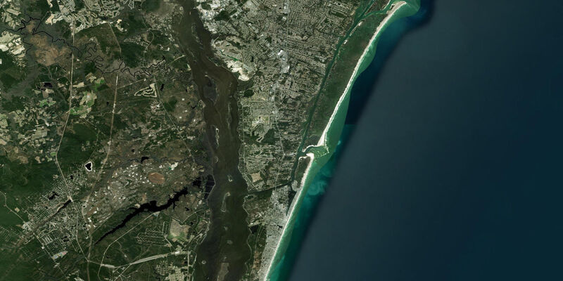 Satellite view of the coast near Reaves Point