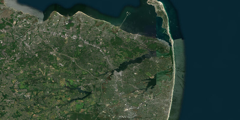 Satellite view of the coast near Red Bank