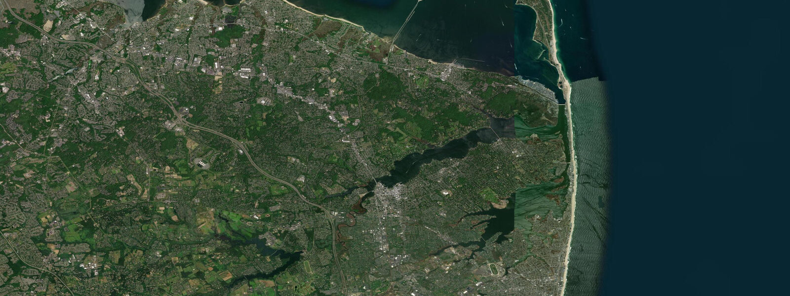 Satellite view of the coast near Red Bank