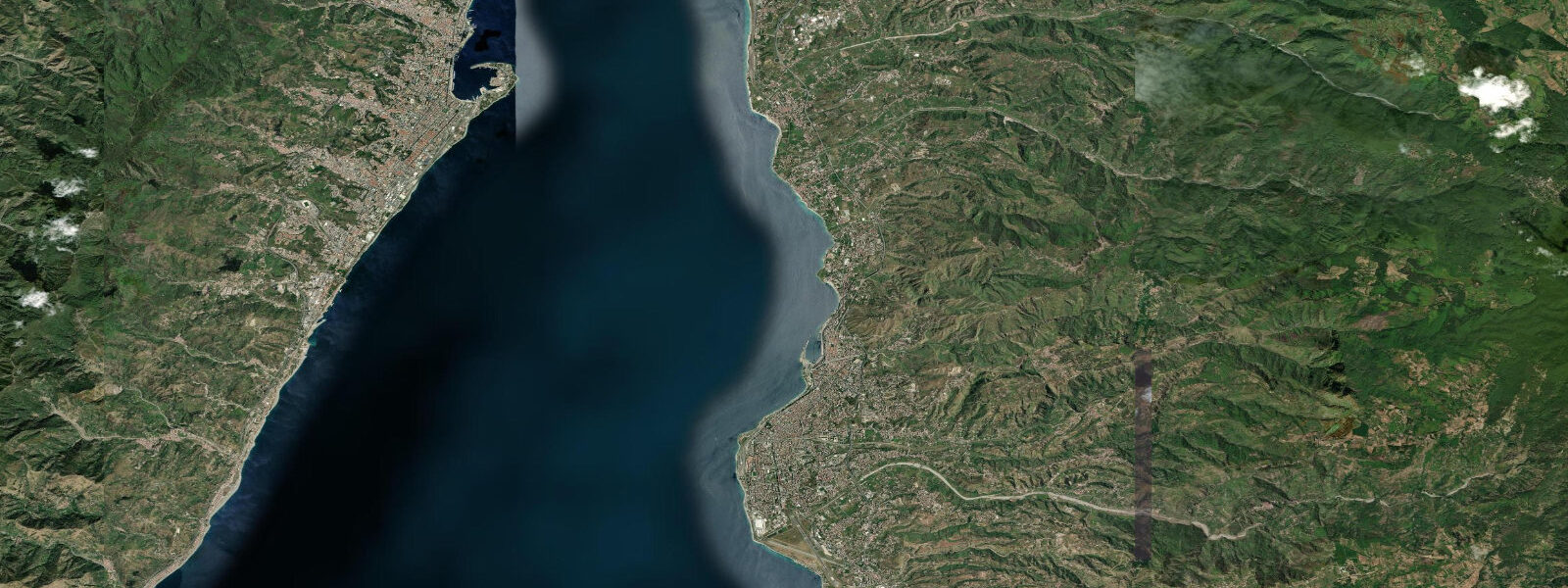 Satellite view of the coast near Reggio Calabria