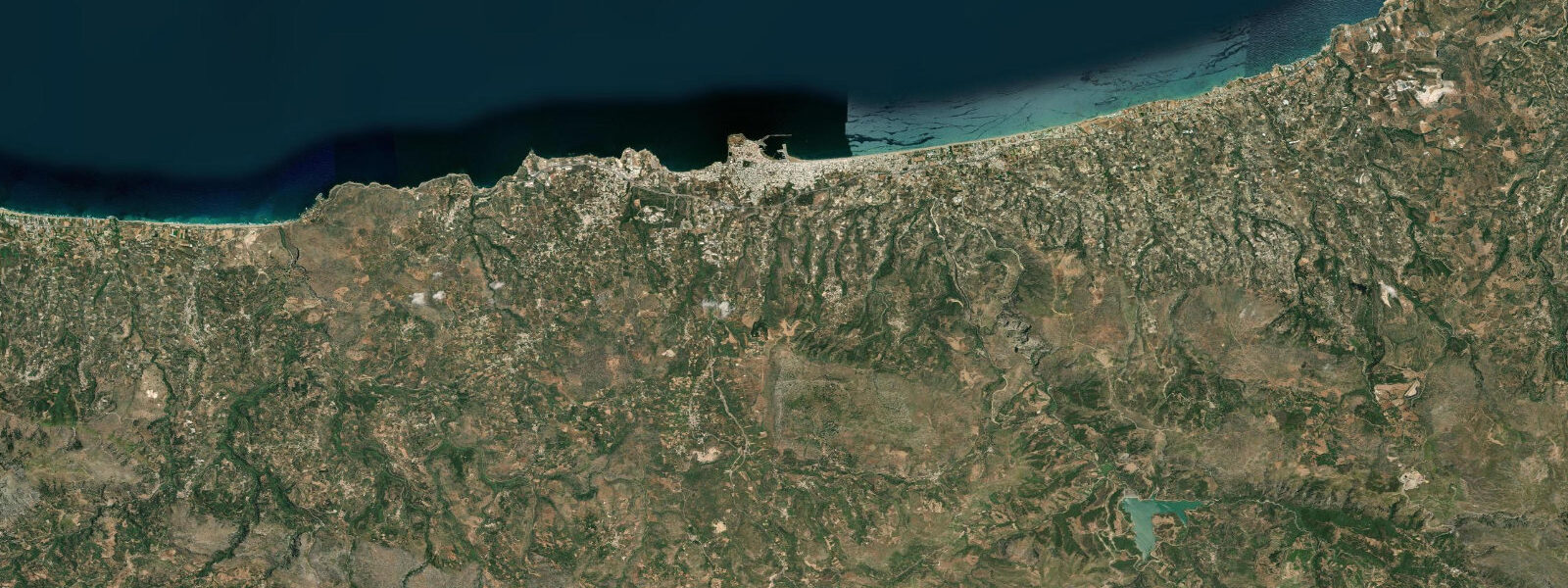 Satellite view of the coast near Rethymno, Crete