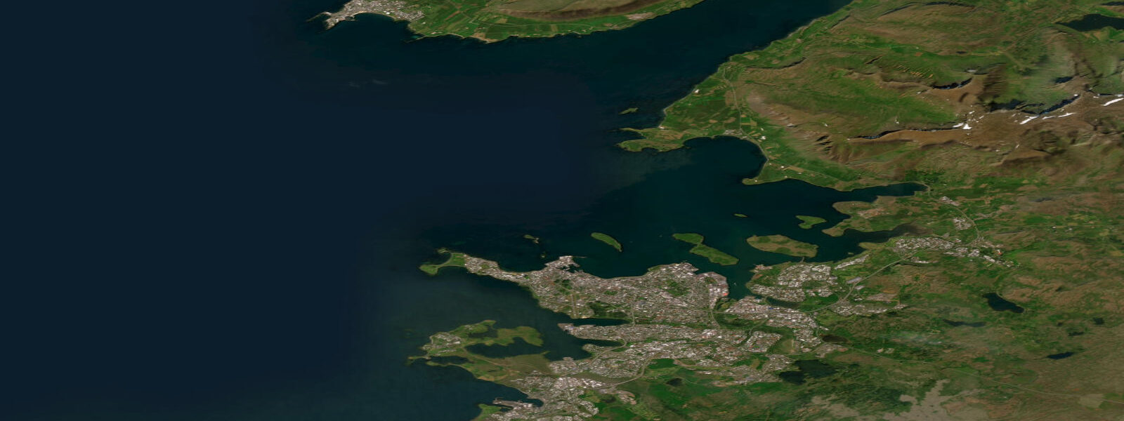 Satellite view of the coast near Reykjavík