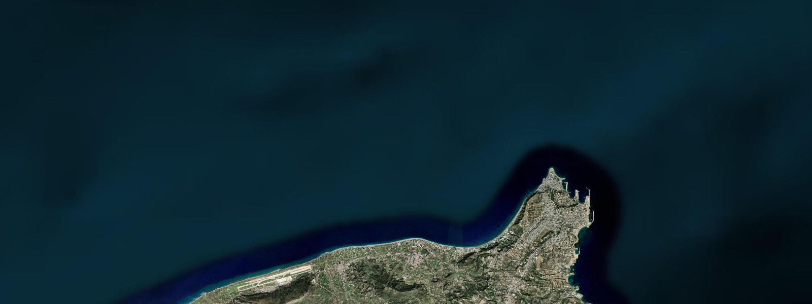 Satellite view of the coast near Rhodes