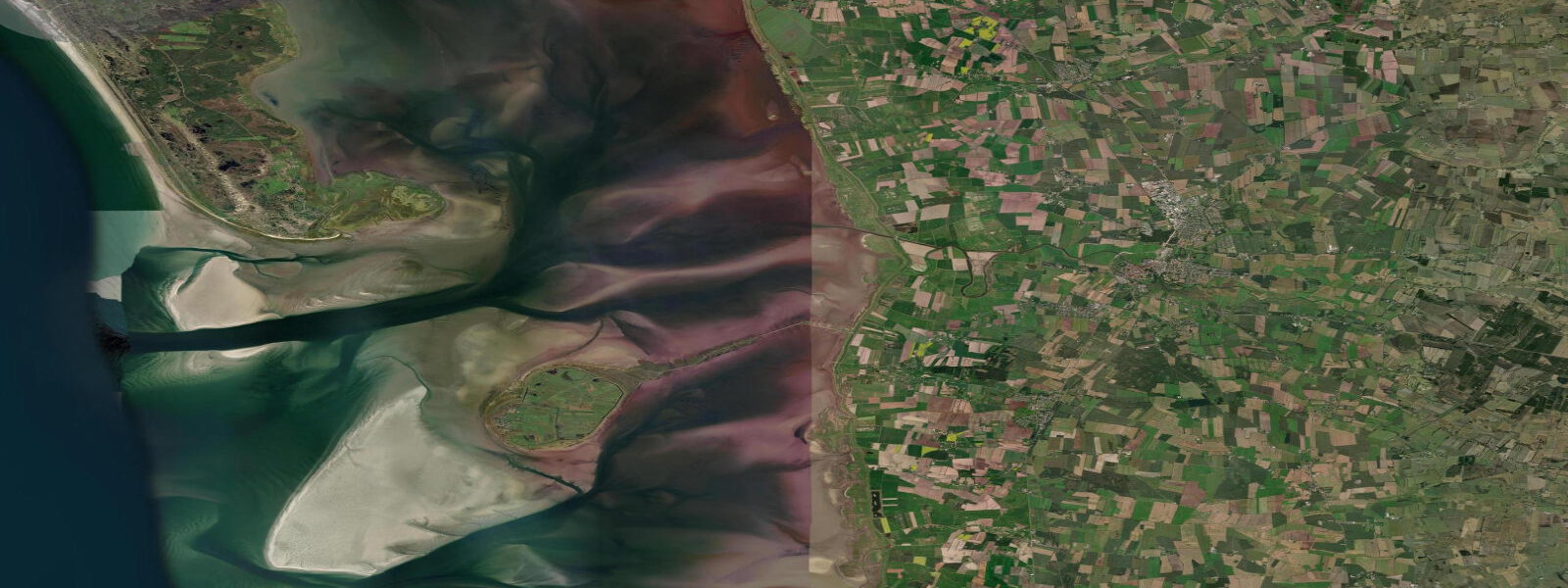 Satellite view of the coast near Ribe