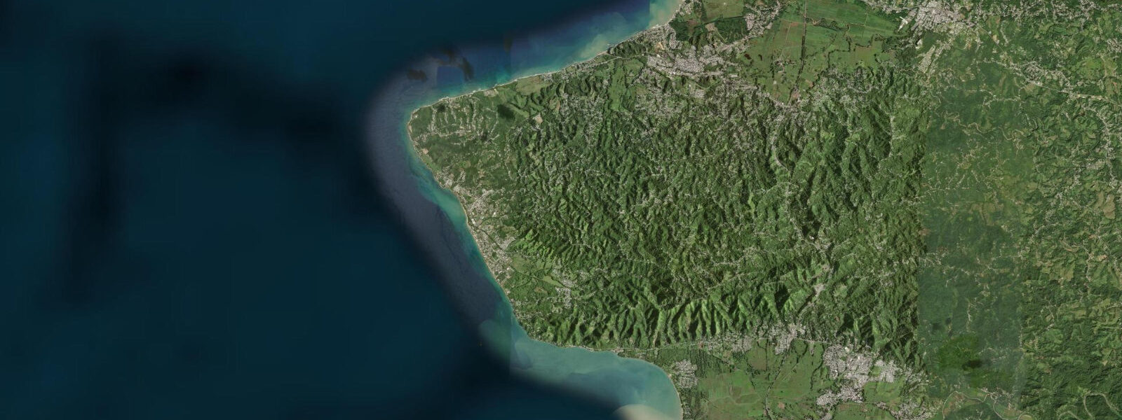 Satellite view of the coast near Rincón