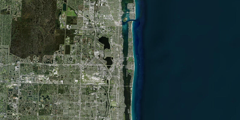 Satellite view of the coast near Riviera Beach