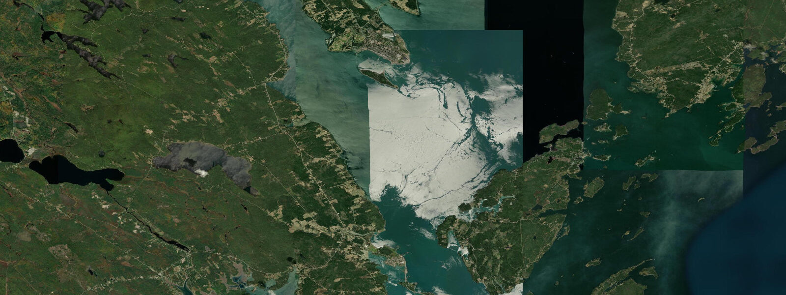 Satellite view of the coast near Robbinston