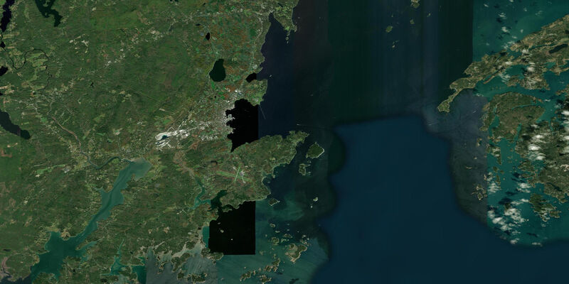 Satellite view of the coast near Rockland