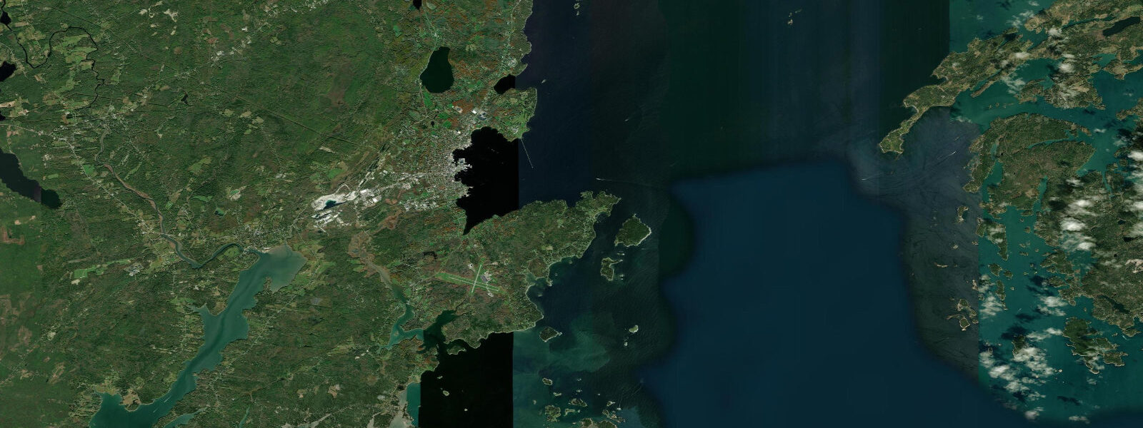Satellite view of the coast near Rockland