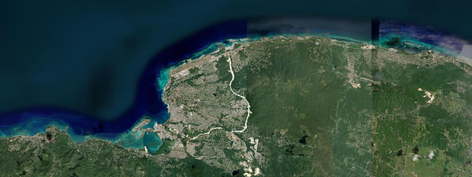Satellite view of the coast near Rose Hall