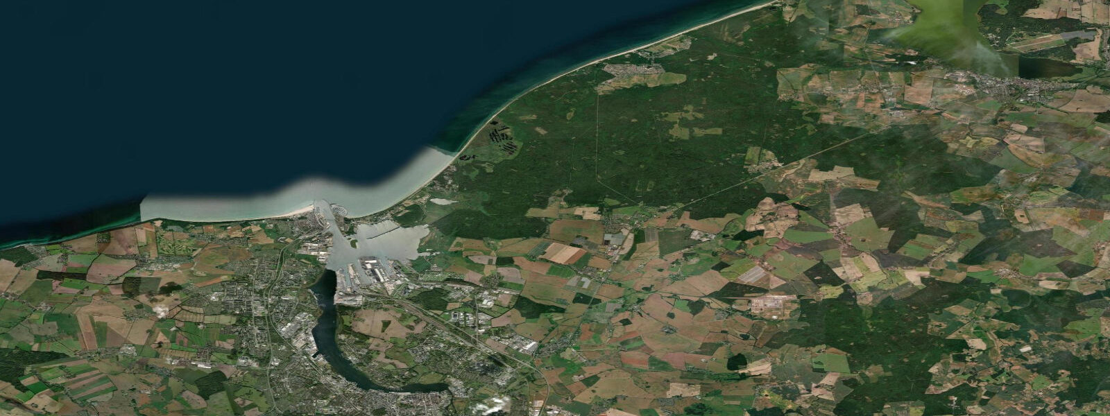 Satellite view of the coast near Rostock