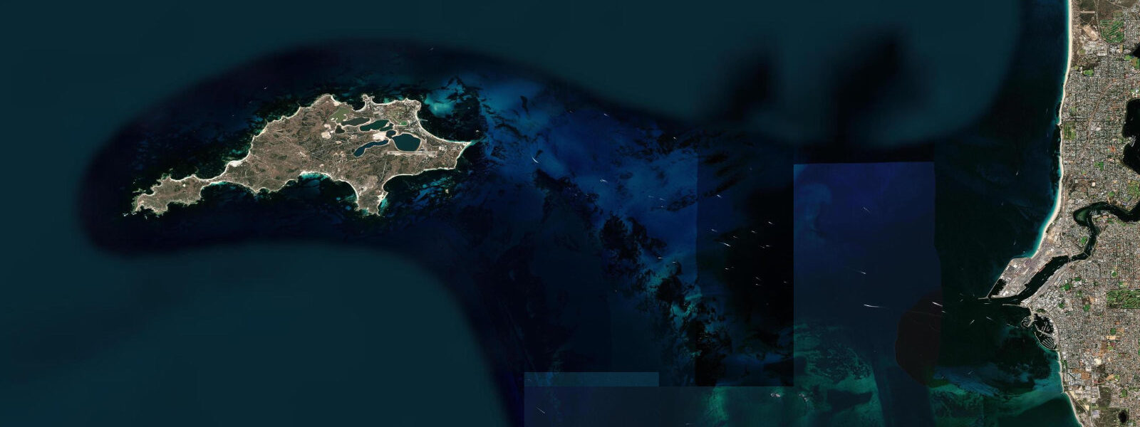 Satellite view of the coast near Rottnest Island