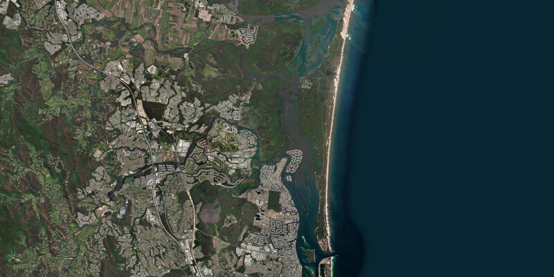 Satellite view of the coast near Runaway Bay