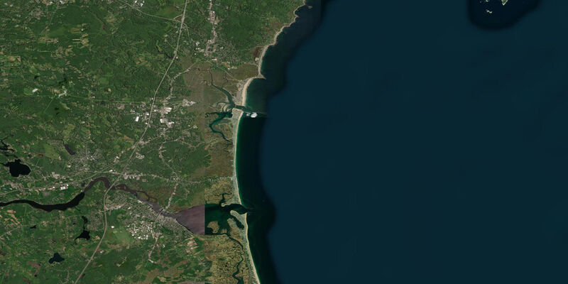 Satellite view of the coast near Rye Beach