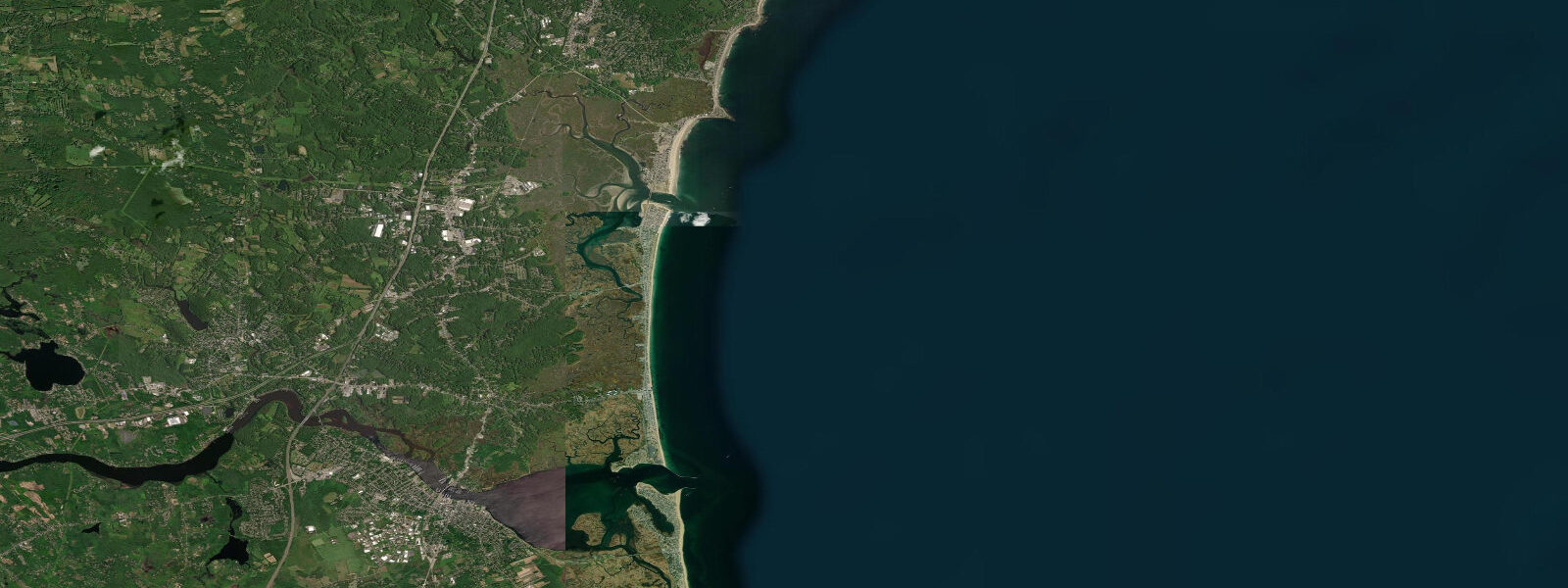Satellite view of the coast near Rye Beach