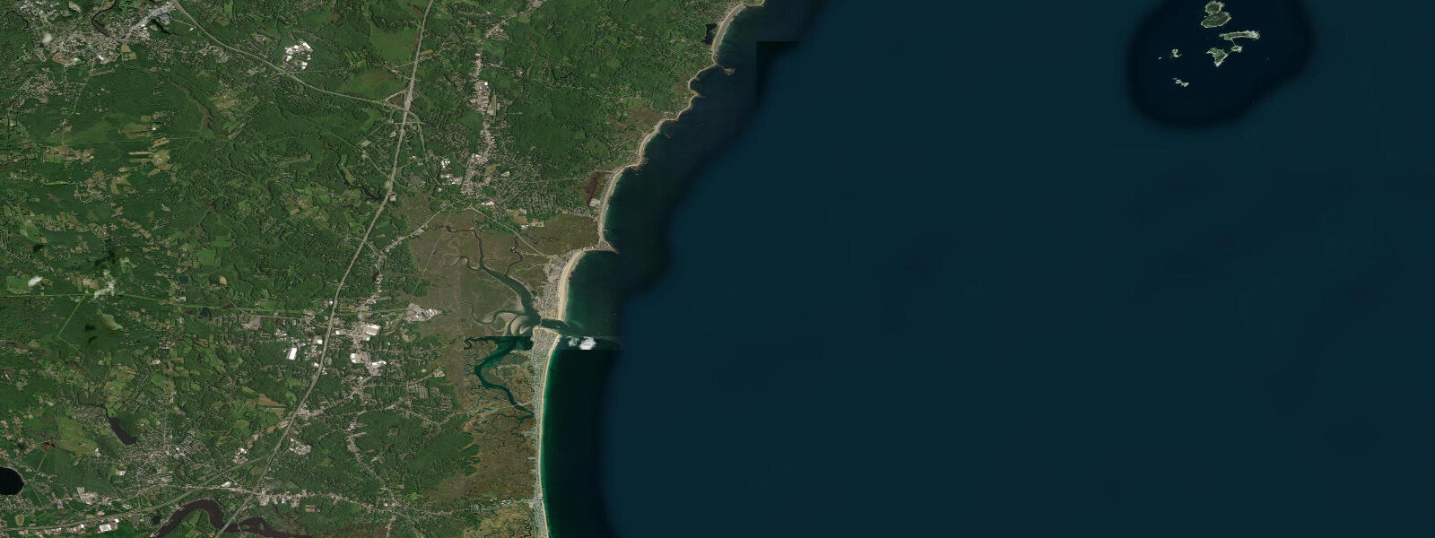 Satellite view of the coast near Rye, NH