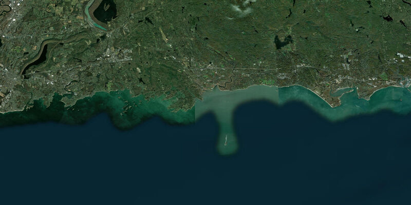 Satellite view of the coast near Sachem Head