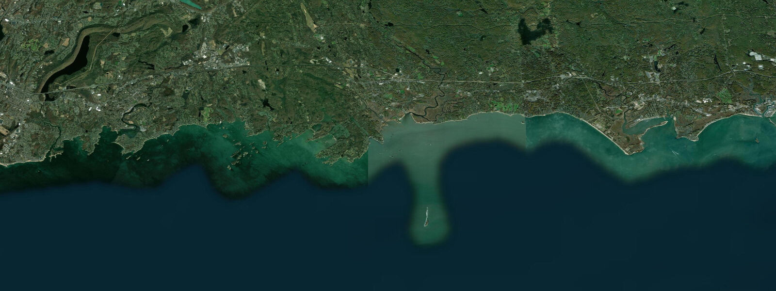 Satellite view of the coast near Sachem Head