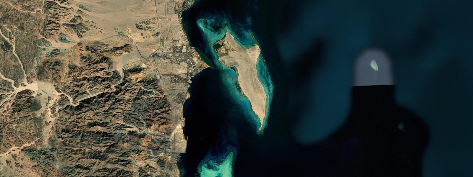 Satellite view of the coast near Safaga, Red Sea